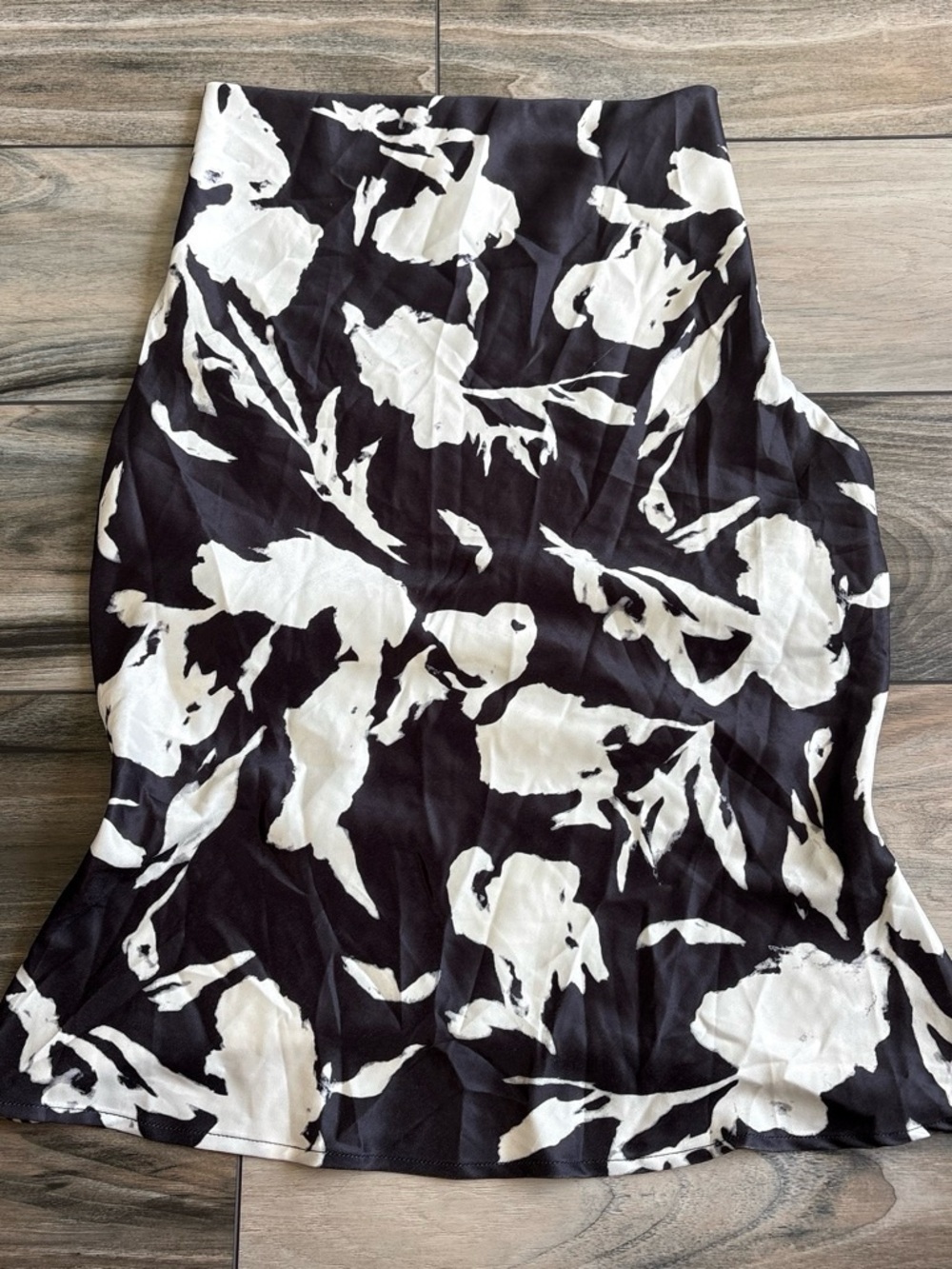 Black and White Floral Satin Top